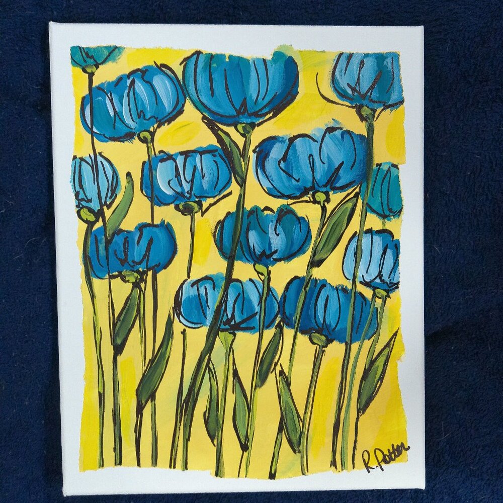 Untitled Floral Series 1 of 3 Original Painting by Artist Rachael Potter